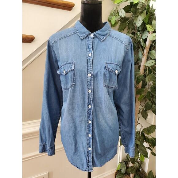 Torrid Women's Blue Cotton Collared Long Sleeve Button Down Causal Shirt Size 2X - Picture 1 of 14